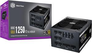 Cooler Master MWE Gold 1250 V2 Fully Modular, 1250W, 80+ Gold Efficiency, Quiet 140mm FDB Fan, 2 EPS Connectors, High Temperature Resilience, 10 Year Warranty