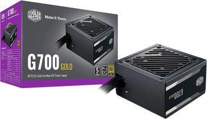 Cooler Master G700 Gold Power Supply, 700W 80+ Gold Efficiency, Intel ATX Version 2.52, Fixed Flat Black Cables. Quiet HDB Fan, 5 Year Warranty