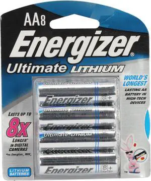 ENERGIZER Ultimate Lithium 1.5V AA Battery, 8-pack