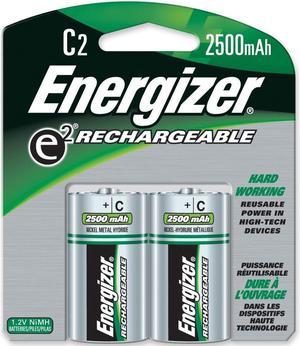 ENERGIZER Recharge 1.2V 2500mAh Size C Ni-MH Rechargeable Battery, 2-Pack