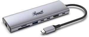 Rosewill 8-in-1 USB-C Hub with 4K HDMI 2.0 Display, 10Gbps  USB-A Data Ports and for MacBook Pro, MacBook Air, Dell XPS, Lenovo Thinkpad, HP Laptops, RHUB-M8
