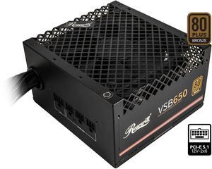 Rosewill VSB 650W, ATX 3.0 & 3.1 Compatible, 80+ Bronze Semi Modular Power Supply, PCIe 5.1 12V-2x6 Connector, 120mm Fans - VSB650