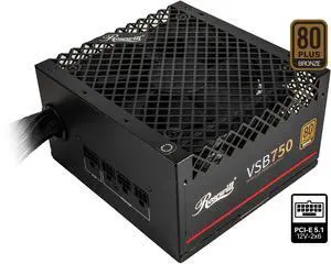 Rosewill VSB 750W 80+ Bronze, ATX 3.0 & 3.1 Compatible, Semi-Modular Power Supply, PCIe 5.1 12V-2x6 Connector, 105°C/221°F Japanese Capacitor, 120mm ICB Silent Fan - 5 Year Warranty - VSB750