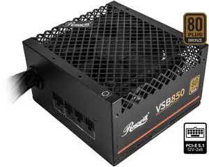 Rosewill VSB 850W 80+ Bronze, ATX 3.0 & 3.1 Compatible, Semi-Modular Power Supply, PCIe 5.1 12V-2x6 Connector, 105°C/221°F Japanese Capacitor, 120mm ICB Silent Fan - 5 Year Warranty - VSB850