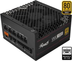 Rosewill VMG 1000W 80+ Gold, ATX 3.0 & 3.1 Compatible, Full Modular Low-Noise Power Supply, PCIe 5.1 12V-2x6 Connector, 100% Japanese Capacitor, 120mm FDB Silent Fan - 5 Year Warranty - VMG1000