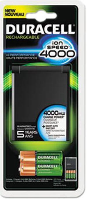 Duracell 80232631 Duracell ION SPEED 4000 Hi-Performance Charger, Includes 2 AA and 2 AAA NiMH Batteries