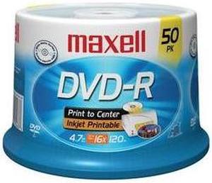 maxell 4.7GB 16X DVD-R White Inkjet Hub Printable 50 Packs Disc Model 638022