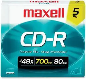 maxell 700MB 48X CD-R 5 Packs Media Model 648205