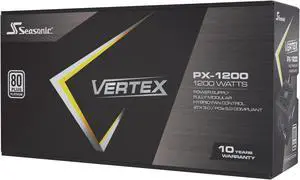 Seasonic VERTEX PX-1200, 1200W 80+ Platinum,  ATX 3.0 / PCIe 5.0 Compliant, Full Modular, Fan Control in Fanless, Silent, and Cooling Mode, 10 Years Warranty