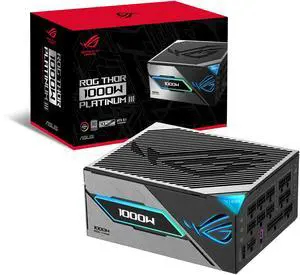 ASUS ROG Thor 1000W Platinum III PSU (80 PLUS Platinum Certified, ATX 3.1, GaN MOSFET, GPU-First Intelligent Voltage Stabilizer, Magnetic OLED Display, Turbo Mode, 10-Year Warranty)