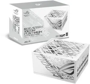 ASUS ROG Strix 1000W Platinum White Edition (Fully Modular Power Supply, 80 PLUS Platinum Certified, ATX 3.1, GaN MOSFET, “GPU-FIRST” Patented-Intelligent Voltage Stabilizer, 10-Year Warranty)