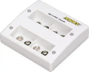 POWEREX MH-C490F-DCW Stealth Two Hour Compact 4 Bank 9-Volt Charger w/ switching & Car adaptor
