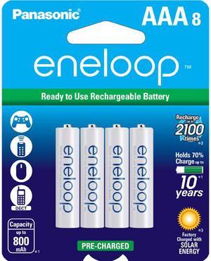Panasonic BK-4MCCA8BA Eneloop AAA 2100 Cycle Ni-MH Pre-Charged Rechargeable Batteries (Pack of 8)