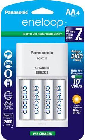 Panasonic K-KJ17MCA4BA Advanced Individual Cell Battery Charger Pack with 4AA eneloop 2100 Cycle Rechargeable Batteries (4 pack)