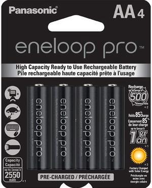 Panasonic Eneloop Pro AA 2550mAh 500 Cycle New High Capacity Ni-MH Pre-Charged Rechargeable Batteries 4 Pack