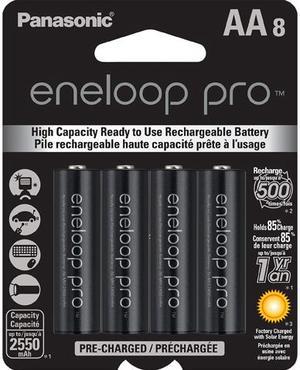 Panasonic Eneloop Pro AA 2550mAh 500 Cycle New High Capacity Ni-MH Pre-Charged Rechargeable Batteries 8 Pack