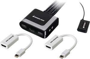 IOGEAR GCS62HMDPKIT 2-Port HDMI and Mini DisplayPort Cable KVM Kit with Audio