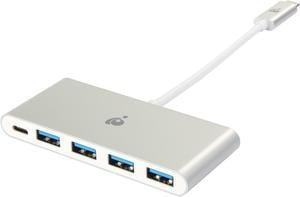 IOGEAR GUH3C4PD USB-C to 4 Port USB-A Hub with Power Delivery Pass-Thru