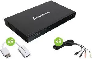 IOGEAR GCS1808HDPKITU 8-Port USB PS/2 Combo HD DisplayPort KVM Kit