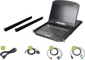 IOGEAR GCL1908W 18.5" Widescreen Short Depth 8-Port LCD KVM Switch (TAA Compliant)