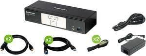 IOGEAR GCS1932H 2-Port 4K KVMP Switch with HDMI Connection, USB 3.0 Hub, and Audio (TAA)