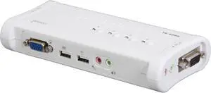 TRENDnet 4-Port USB KVM Switch and Cable Kit With Audio, Manage 4 Computers, USB Switch, Windows, Linux, Auto-Scan, Plug And Play, Hot Pluggable, 2048 x 1536 VGA Resolution, White, TK-409K