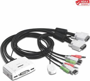 TRENDnet 2-Port DVI USB KVM Switch and Cable Kit with Audio, Manage Two PC's, USB 2.0, Hot-Plug, Auto-Scan, Hot-Keys, Windows/Linux/Mac Compliant, TK-214i