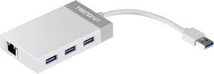 TRENDnet 3-Port USB 3.0 Hub with 10/100/1000 Mbps Gigabit Ethernet Adapter (3 USB 3.0 Ports, a RJ45 Gigabit Ethernet Port), Support XP, Vista, Windows 7, 8, 8.1, 10, Mac OS 10.6-10.9, Nintendo Switch,