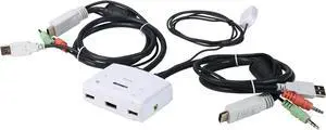 TRENDnet 2-Port HDMI KVM Switch, Control 2 Computers With One Set Of Console Controls, Full HD 1080P, HDMI And 3.5 mm Analog Audio, Monitor Switch, Windows And Mac KVM Switch Software, White, TK-215I