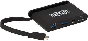 Tripp Lite U460-T04-2A2C-2 USB 3.1 Gen 2 USB-C Portable Hub with 2 USB-C Ports and 2 USB-A Ports, Thunderbolt 3 Compatible, Black