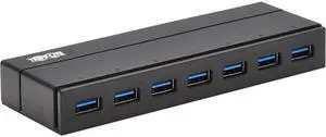 Tripp Lite 7-Port USB-A Mini Hub - USB 3.2 Gen 1, International Plug Adapters for UK, EU, & Australia (U360-007-INT)
