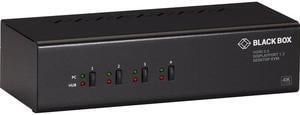 Black Box KV6224DPH KVM Switch - 4-Port, Dual-Monitor, Mixed DisplayPort 1.2 and HDMI 2.0, 4K 60Hz, USB 3.0 Hub, Audio