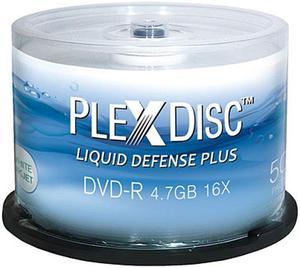 PlexDisc 4.7GB 16X DVD-R Water Resistant Glossy White Inkjet Printable 50 Packs Spindle Disc Model 632-C14