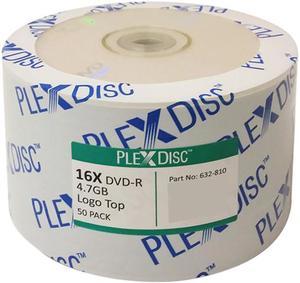 PlexDisc 4.7GB 16X DVD-R 50 Packs Logo Top Disc Model 632-810