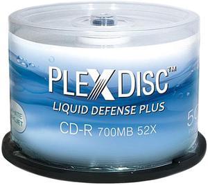 PlexDisc 700MB 52X CD-R Water Resistant Glossy White Inkjet Printable 50 Packs Spindle Disc Model 641-C04