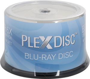 PlexDisc 25 GB 6X BD-R White Inkjet Hub Printable 50 Packs Disc Model 633-214