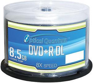 Optical Quantum 8.5GB 8X DVD+R DL 50 Packs Logo Top Disc Model OQDPRDL08LT