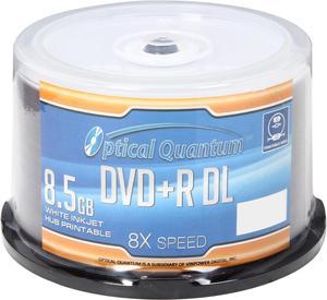 Optical Quantum 8.5 GB 8X DVD+R DL White Inkjet Hub Printable 50 Packs Disc Model OQDPRDL08WIP-H