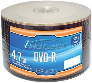 Optical Quantum 4.7GB 16X DVD-R White Inkjet Hub Printable 50 Packs Disc Model OQDMR16WIPH-50SP