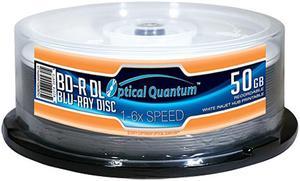 Optical Quantum 50GB 6X BD-R DL White Inkjet Hub Printable 25 Packs Disc Model OQBDRDL06WIPH-25