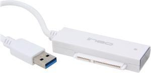 INEO I-NA216U2 PLUS 2.5" White SATA I/II USB 3.0 External Hard Drive Adapter with built-in USB 3.0 cable