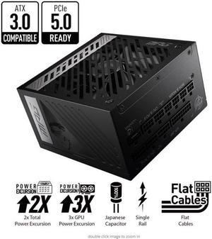 MSI - MPG A850G PCIE 5.0, 80 GOLD Full Modular Gaming PSU, 12VHPWR Cable, 4080 4070 ATX 3.0 Compatible, 850W Power Supply