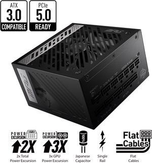 MSI - MPG A750G PCIE 5.0, 80 GOLD Full Modular Gaming PSU, 12VHPWR Cable, 4070 ATX 3.0 Compatible, 750W Power Supply