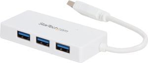 StarTech.com ST4300MINU3W 4 Port USB 3.0 Hub - Built-in Cable - Compact - SuperSpeed - White - USB Splitter - USB Port Expander - USB 3 Hub