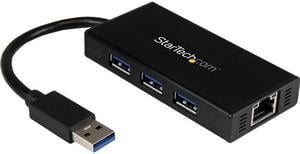 StarTech.com ST3300GU3B USB 3.0 Hub with Gigabit Ethernet Adapter - 3 Port - NIC - USB Network Adapter - USB Ethernet Dongle - USB Lan Adapter