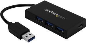 StarTech HB30A3A1CSFS 4 Port USB Hub - USB 3.0 - USB A to 3 x USB A and 1 x USB C - Includes Power Adapter - USB Port Expander - USB Port Hub