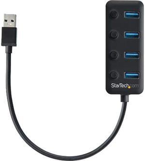StarTech.com HB30A4AIB USB 3.0 Hub - 4x USB-A Ports with Individual On/Off Switches - Bus Powered - Portable - USB Splitter - USB Port Expander
