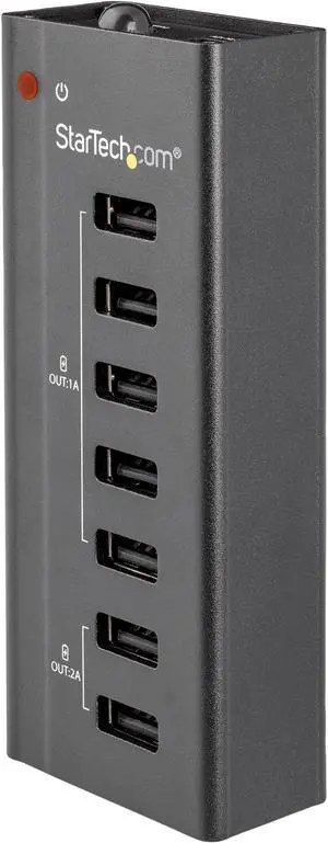 StarTech.com ST7C51224 7 Port USB Charging Station with 5x 1A Ports and 2x 2A Ports - Standalone USB Charging Strip for Multiple Devices