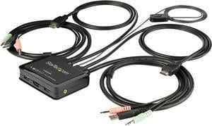 StarTech.com SV211HDUA4K 2 Port HDMI KVM Switch with 4 Foot Built-In Cables - OS Independent - Support for 3.5mm Audio - USB 4K 60Hz (SV211HDUA4K)