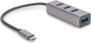 Rocstor Premium Portable 4 Port Aluminum Hub - USB-C to 4x USB-A Hub - USB 3.0 Hub Y10A228-A1